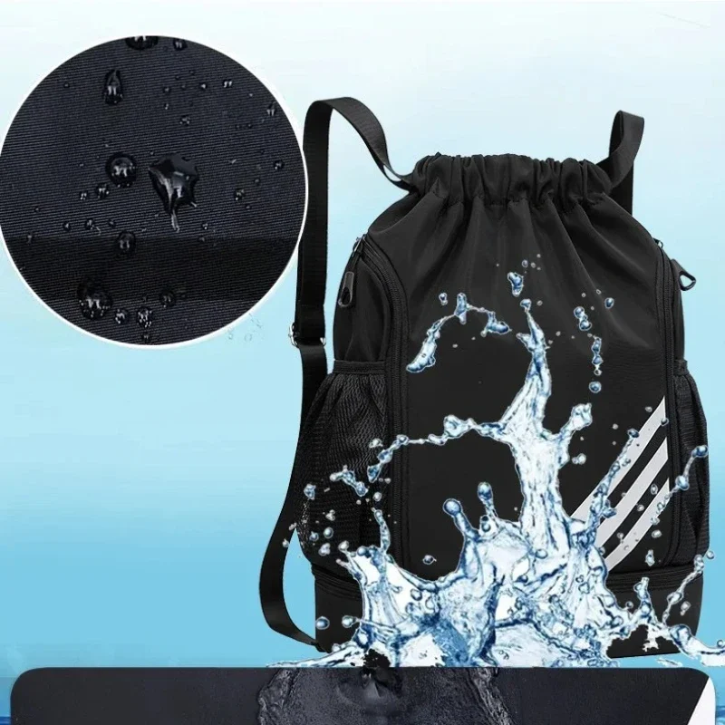 TINSOL NUOVA vendita calda Zaino con coulisse Softback Grande capacità Tasche separate ad asciugatura rapida Borsa da basket per nuoto Uomo Donna