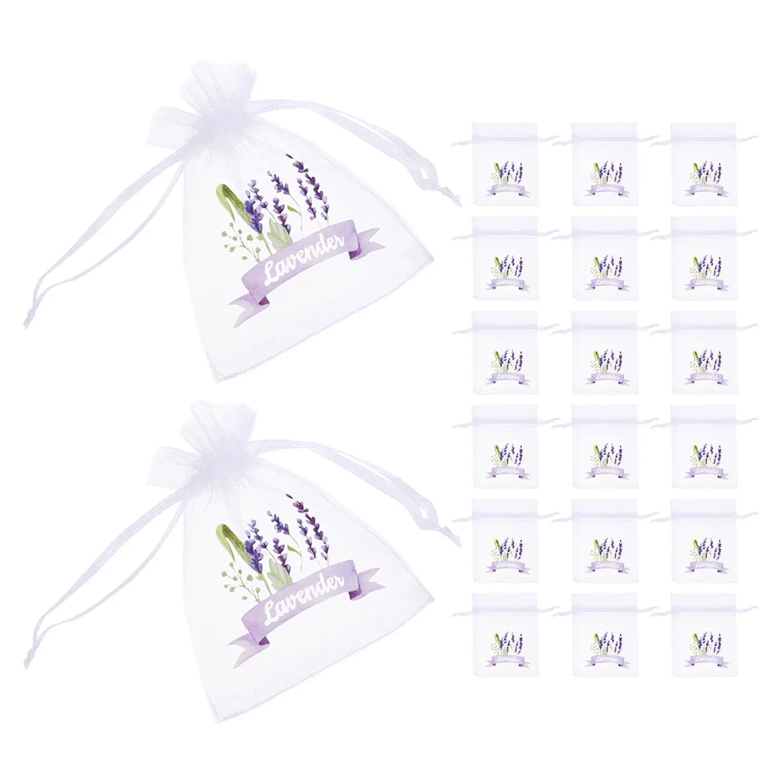 30Pcs Drawstring Lavender Sachet Bags Breathable Mesh Linen Organza Empty Scented Pouches for Closet Drawer Storage Travel