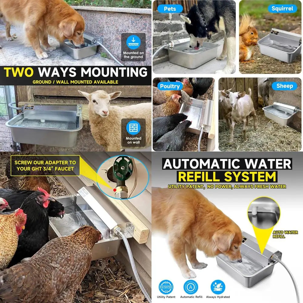 

2-Gallon Stainless Steel Automatic Dog Water Dispenser for Indoor/Outdoor Use, Easy to Clean, Fits GHT 3/4 Faucet