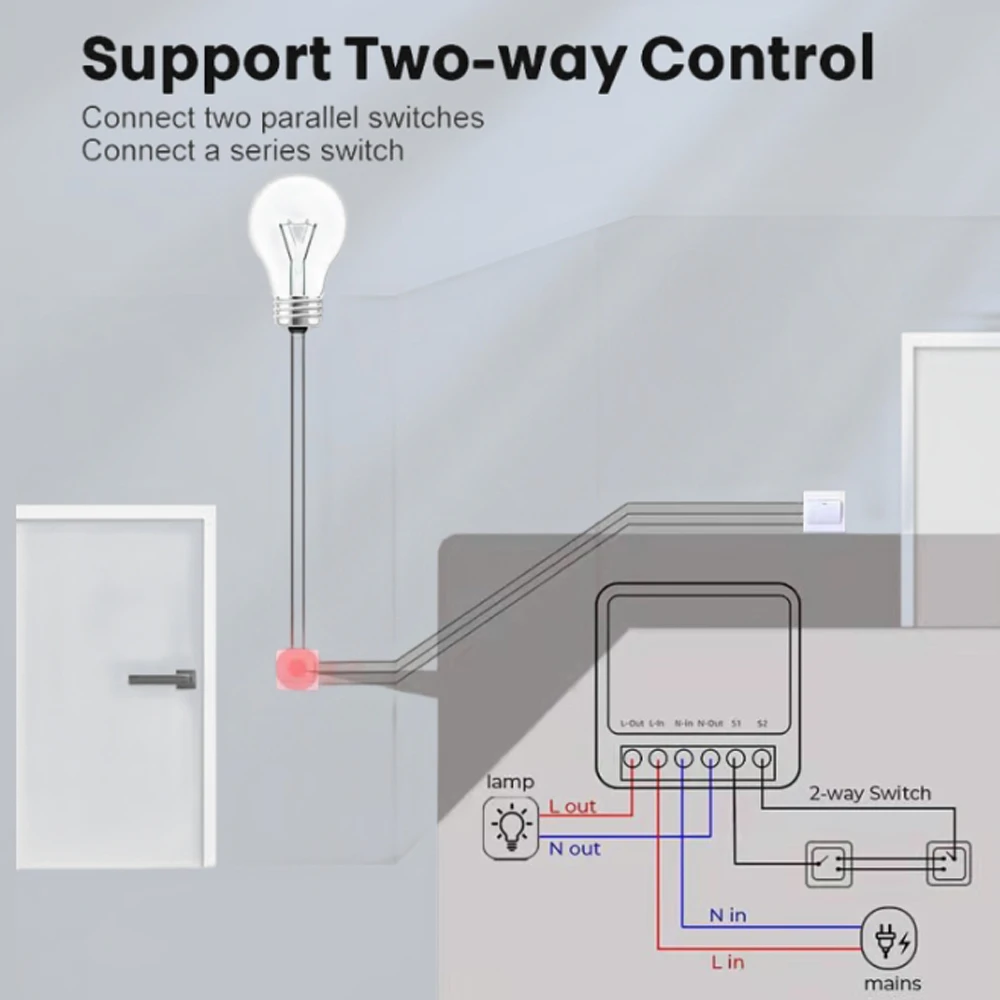 Wifi eWeLink Smart Switch Mini 16A AC110V 220V 230V Switch Support Two-way Control Sharing Funtion Work With Alexa Google Home