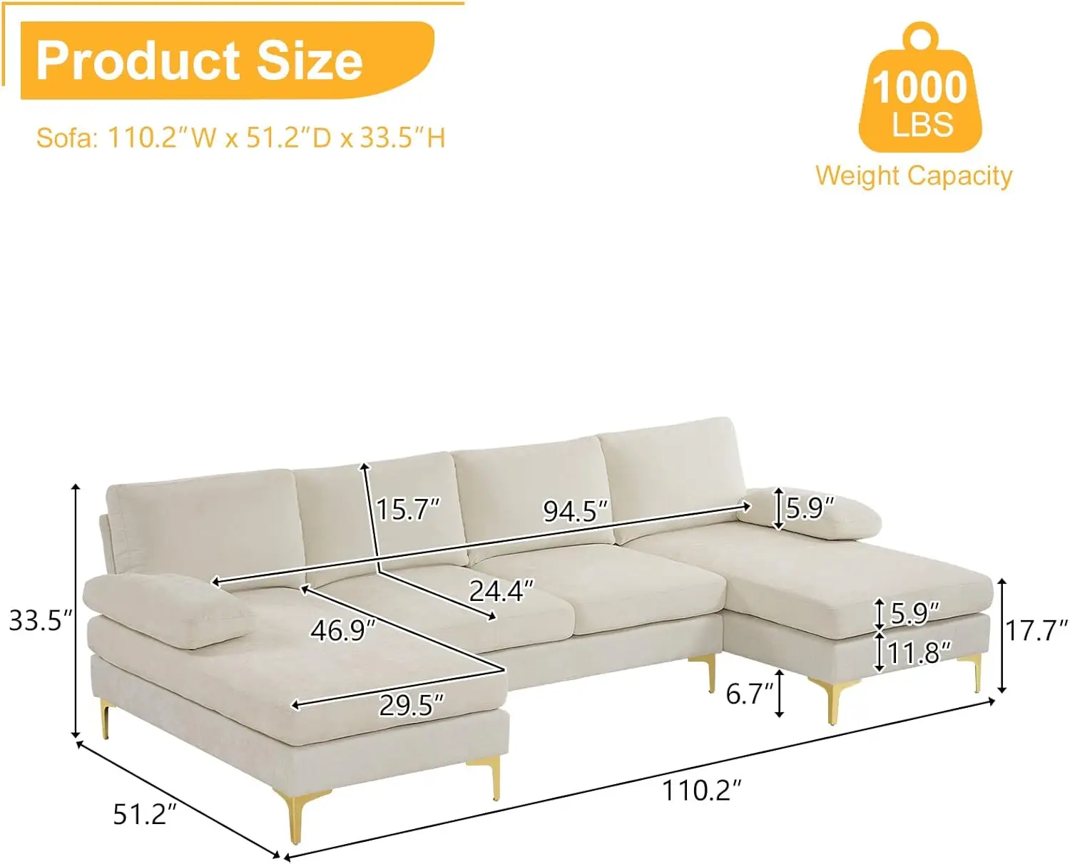 Convertible Sectional Sofa 110