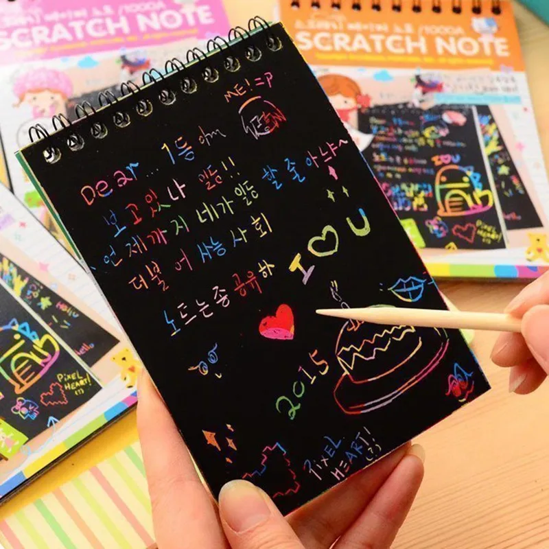 Children's Graffiti Scratch Notebook Interesting Funny Colorful Drawing Sctatch Note Spiral Notebook