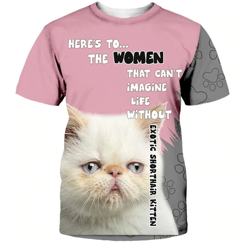 1 Piece Custom Your Picture HX Exotic Shorthair T-Shirts 3D Graphic Animals Cat Paws Art Paint Tees Maine Coon Look Tops Fashion