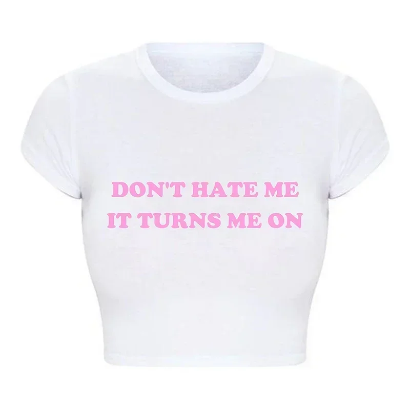2000년대 그런지 그래픽 티 하라주쿠 나를 싫어하지 마세요. 자른 탑 인과 청소년 패션 T 셔츠 Baby Tee Dropshipping