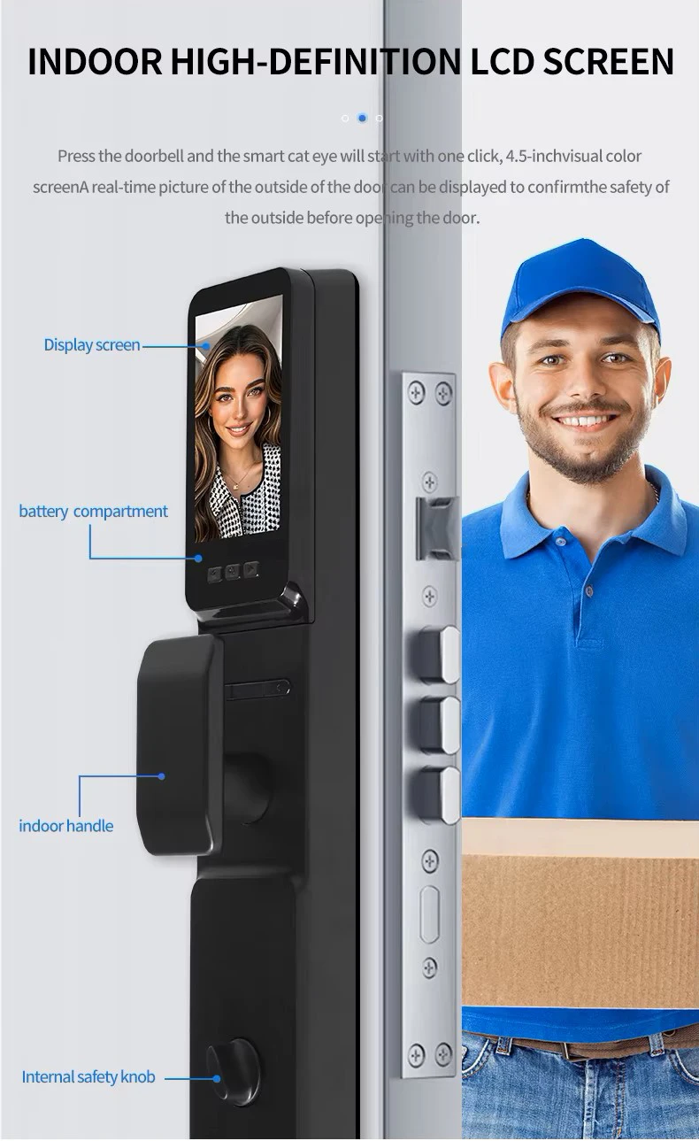 TYSH Smart Lock Real Time Intercom Wifi Camera App Fingerprint Intelligent Palm Vein 3d Face Recognition Door Lock