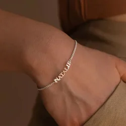 Fashion Custom Name Bracelet Stainless Steel Snake Chain Couple Bracelet Personalized Women Jewelry Customize Baby Bangle Gift