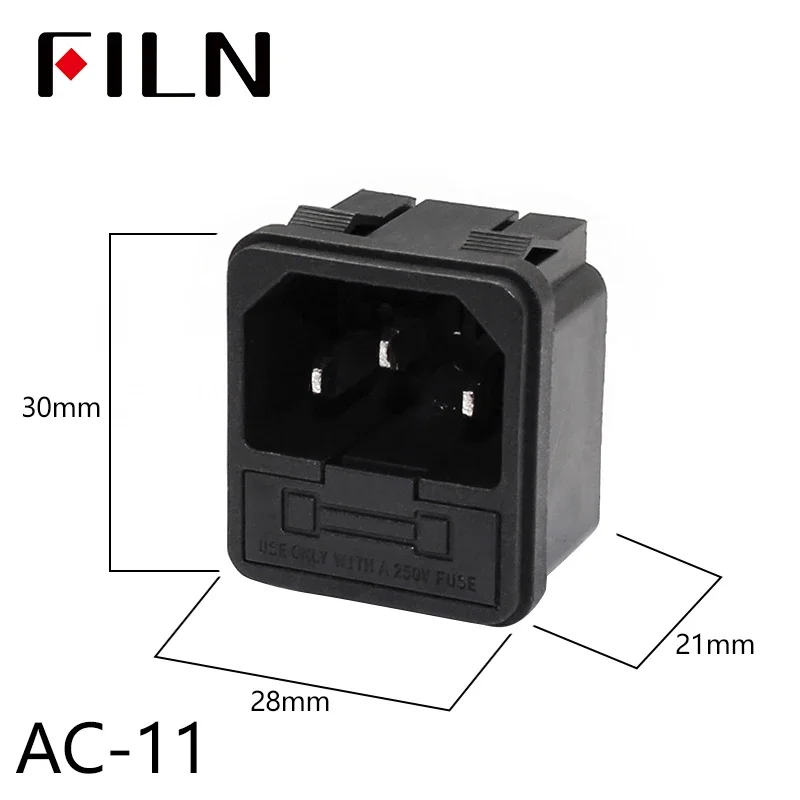 IEC320 C14 Elektrische AC-Buchse 3-polig Rot LED 250V 10A Sicherung Buchse Stecker Einlassanschluss 2-polige Buchse Montage-Wippschalter – Detail 24