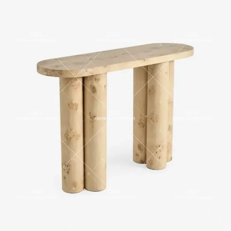 Italian Light Luxury Tree Tumor Bark Entrance Table Simple Entry Strip Table End View Table Living Room Solid Wood Shelf