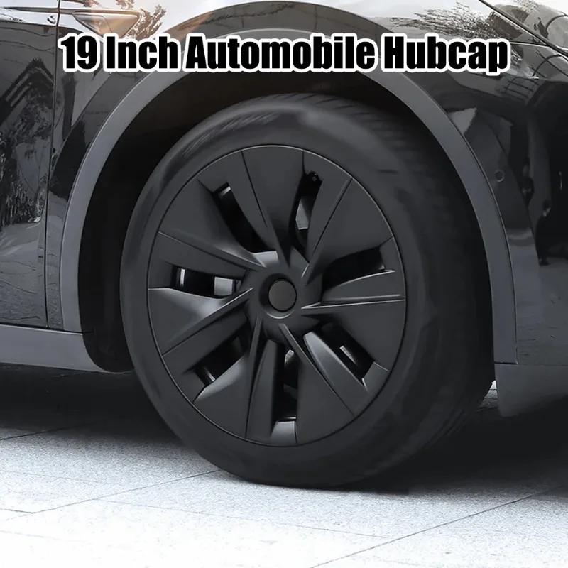 Car Wheel Hub Cap 19 Inch Full Cover Hubcap Carbon Fiber Decorative Full Rim Cover Accessories for Tesla Model Y 2021 2022 2023