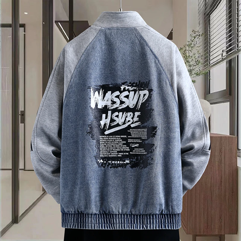 

Trendy Lightweight Luxury Denim Jaet Stand Collar Youthful Spring Autumn New Sle Teens Boys Faionable Cotton Polyester ...