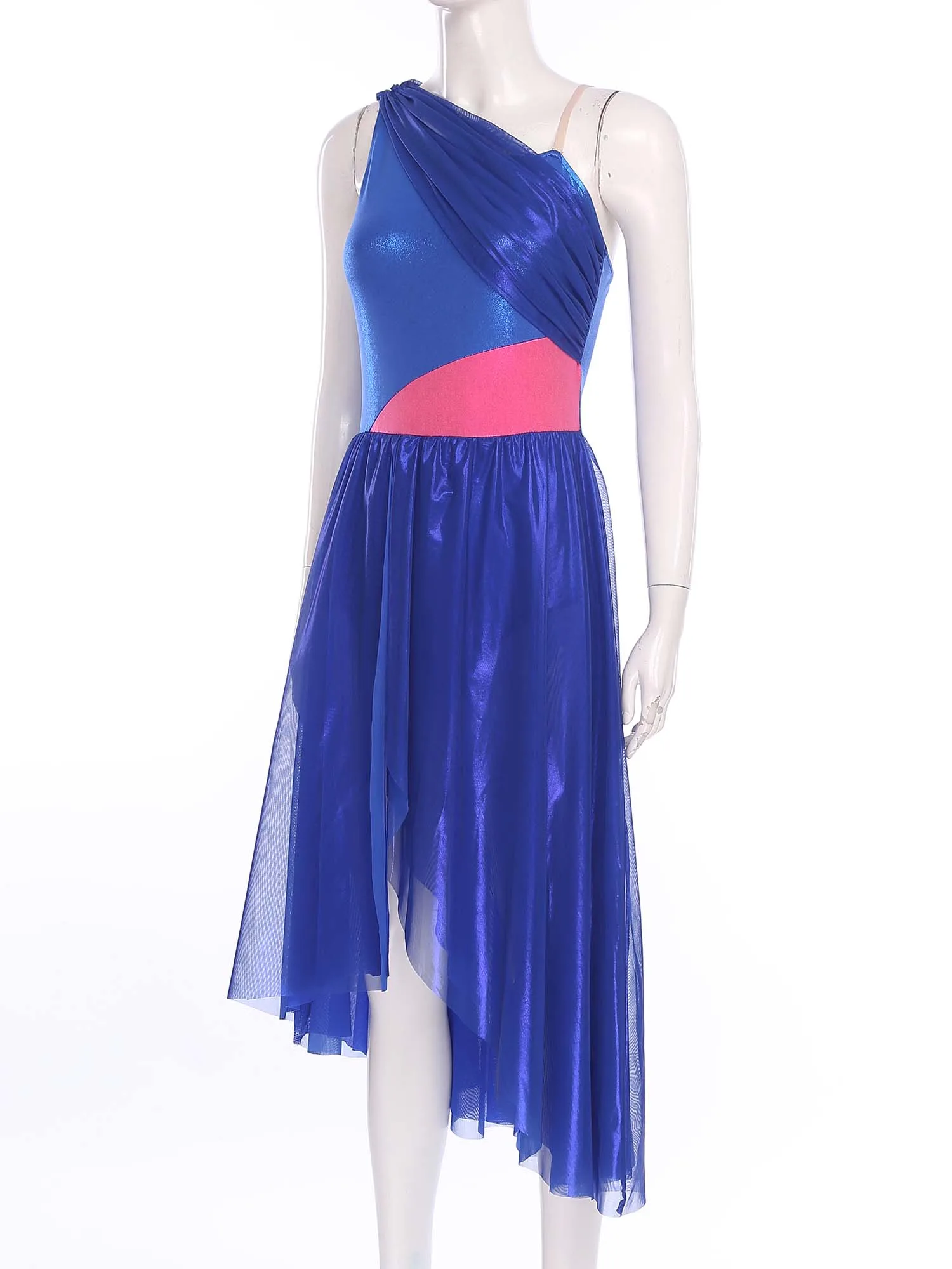 エレガントな女性のモダン社交ワルツダンスドレスノースリーブメタリックボディスチュールドレス宴会パーティーモダンダンスドレス