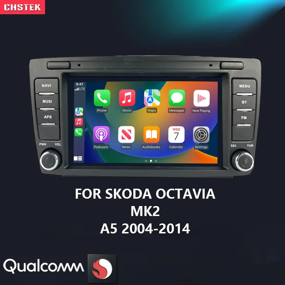 

CHSTEK Car Radio Android 13 Carplay Navigation For Skoda Octavia Mk2 A5 2004-2014 Multimedia Bluetooth WIFI 4G DSP Auto Stereo