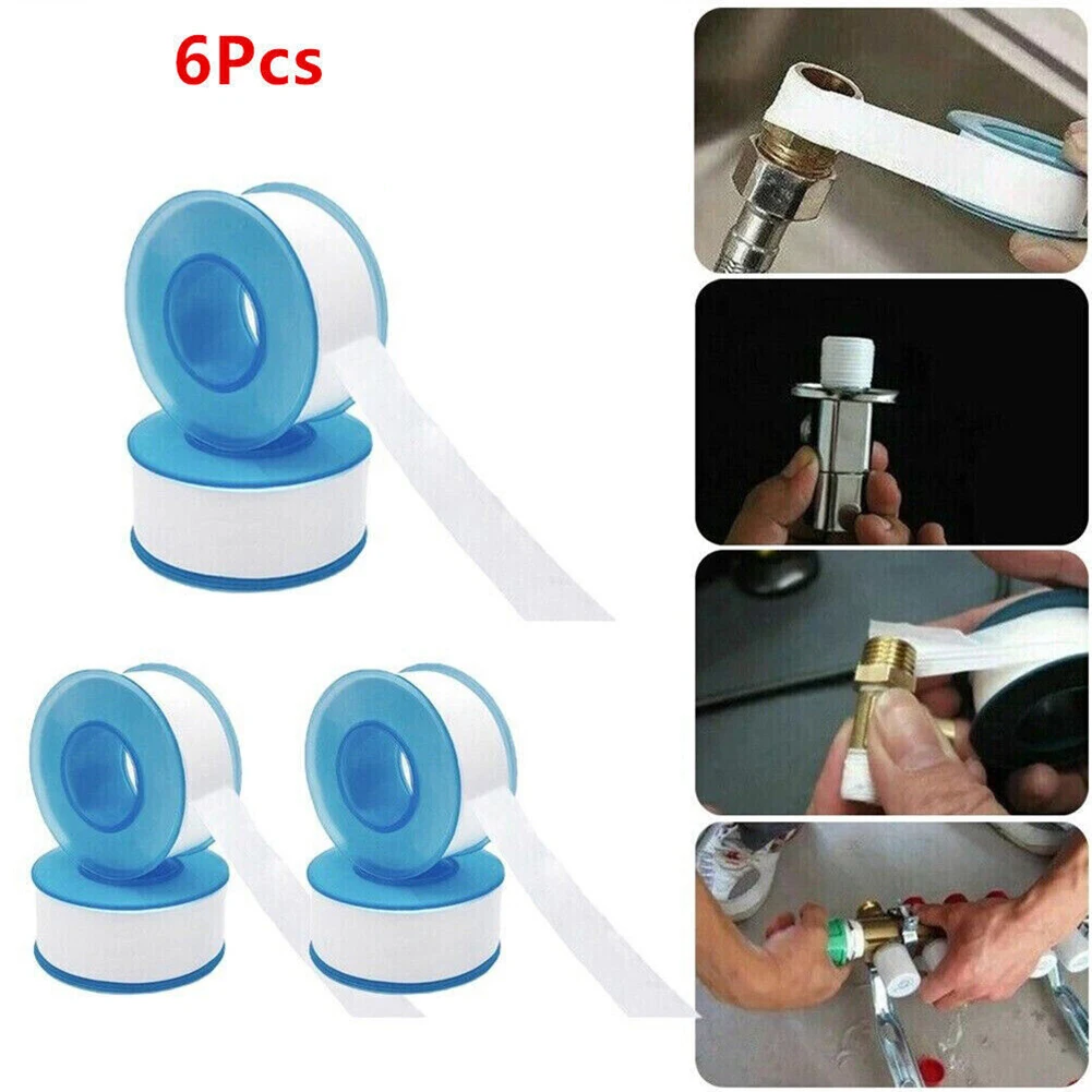 6Pcs 20m X 16mm PTFE White Threaded Sealing Tape Adhesive Plumbers Sealing Tape Fitting Thread Seal Tape