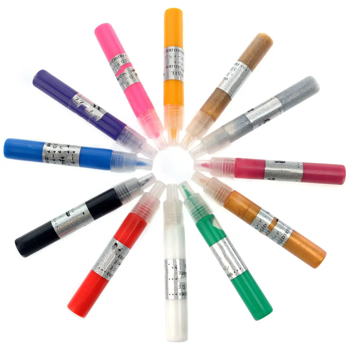 

12 Colors 3D Nail Art DIY Painting Polish Pens Uv Gel Acrylic Tips for Natural False Nails Manicure Design Quick Dry Nail Art