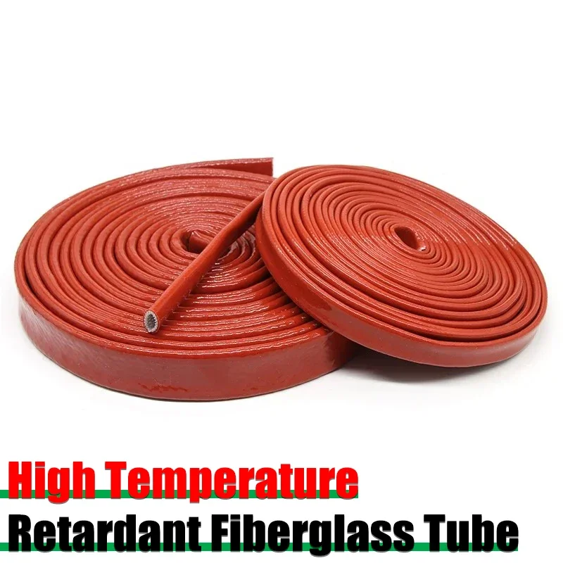

1m Silicone Fiberglass Tube Coated Glass Fiber Braided Fireproof Sleeve Fire Retardant Case High Temperature Cable Sleeve