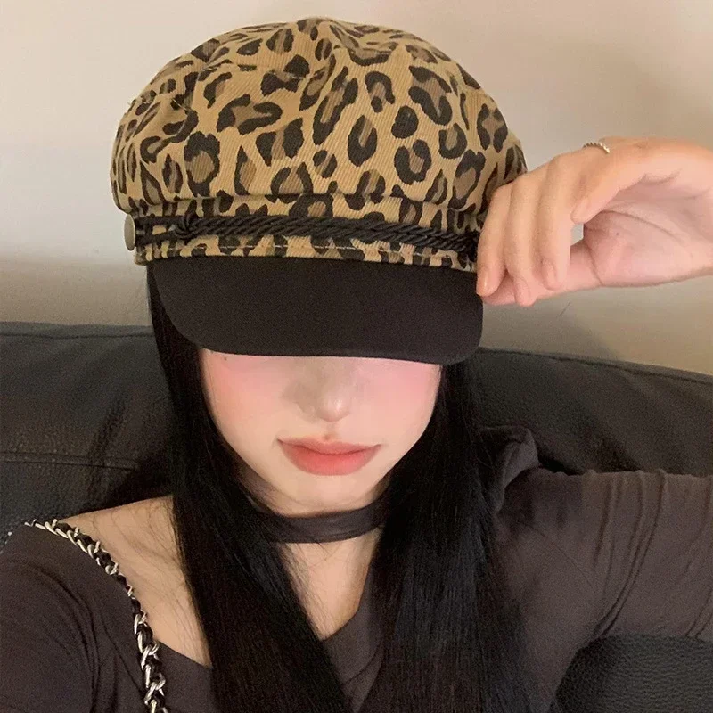 

RICYGVM леопардовые береты для женщин, восьмиугольная кепка с принтом, модная винтажная шляпа художника для девочек, шляпа в стиле ретро, солнцезащитный козырек, кепки с утиным языком