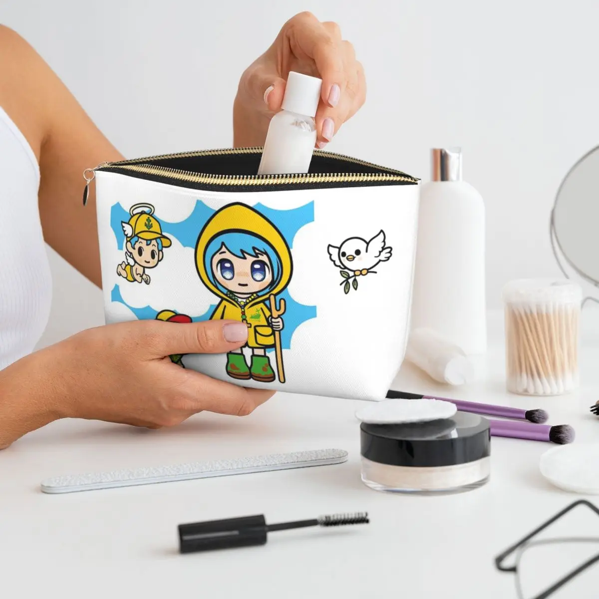 

Luce Vatican Mascot Catholic Church Women Cosmetic Bags Travel Makeup Organizer Pouch Toiletry Storage Dopp Kit Case