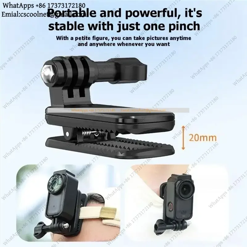 360° Rotatable Hat Clip Mount for DJI Osmo Nano Action Camera – Vertical & Horizontal POV, Collar & Backpack Clip Clamp