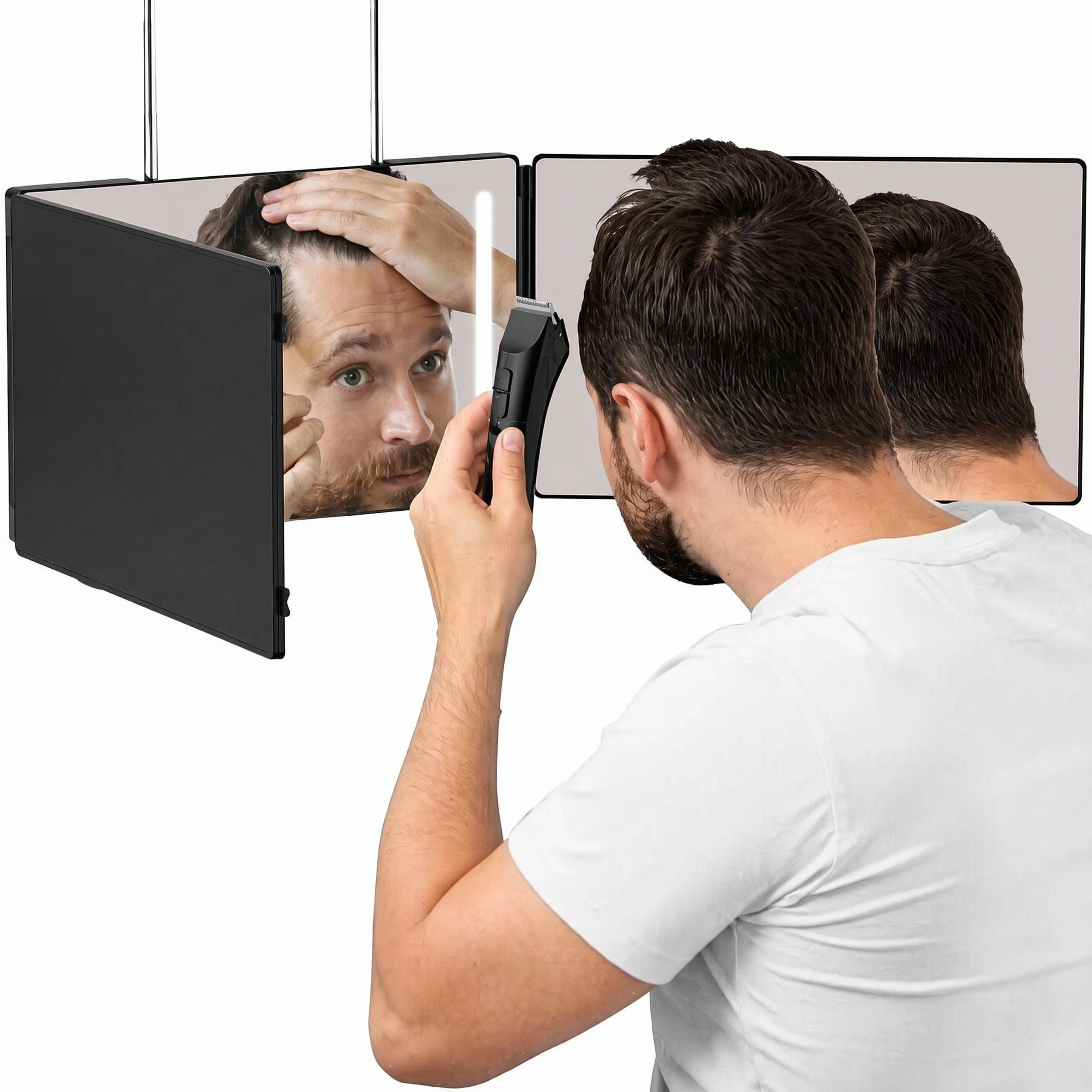 3 Way Mirror for Self Hair Cutting, The 360 Mirror for Shaving, Grooming, Hair Styling, Dye Hair, Makeup, Braiding
