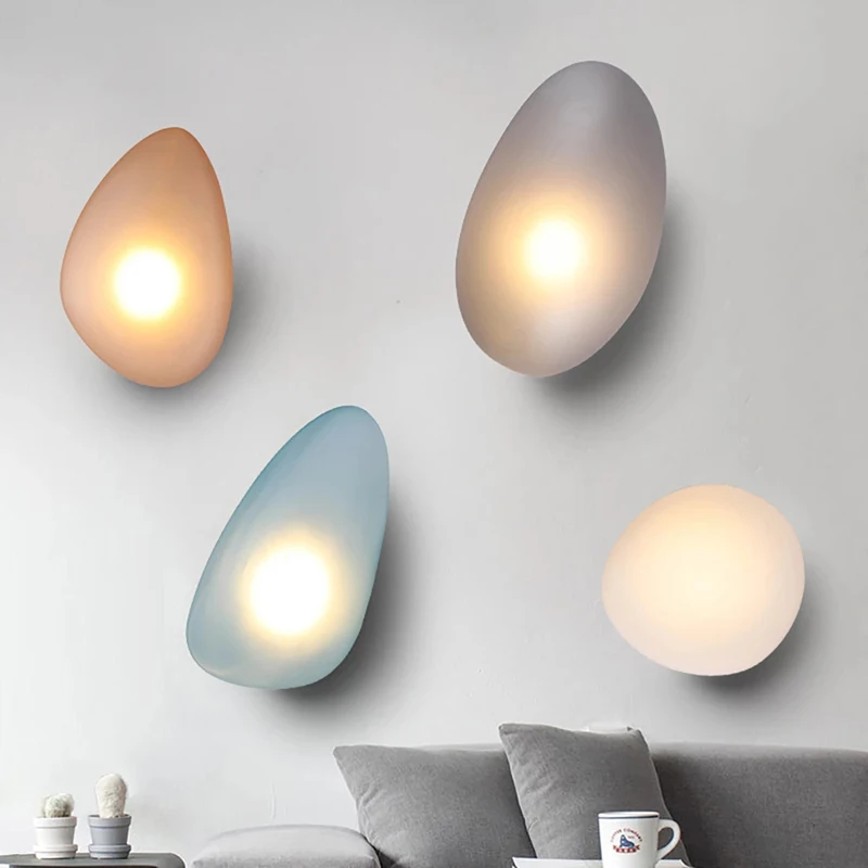 LED Wall Lamps Living Room Designer Lamp Modern Glass Pebble Wall Light Bedroom Decoration Lighting Stair Light