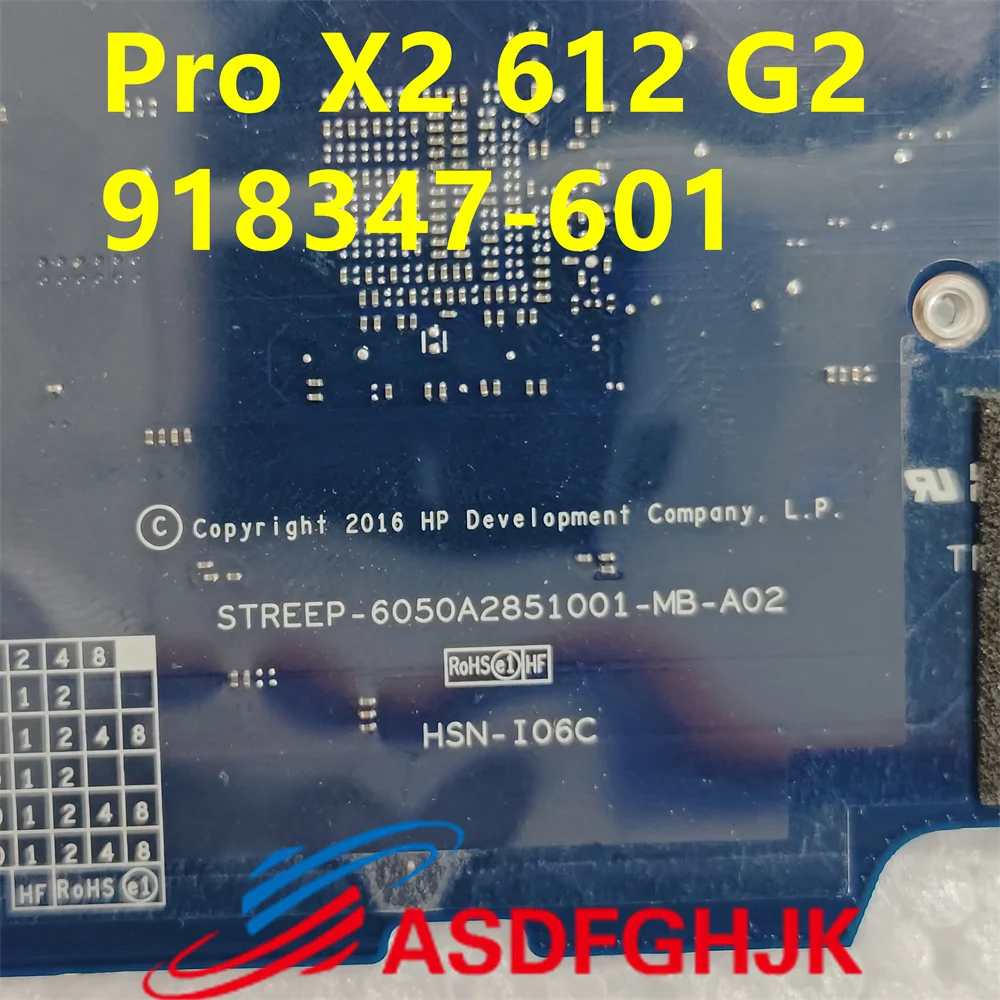 Imagem -06 - Placa-mãe para Laptop hp Pro x2 612 g2 Sr345 I57y54 Cpu 8g Streep6050a2851001-mb-a02 918347-601 Original Teste ok 918347-601