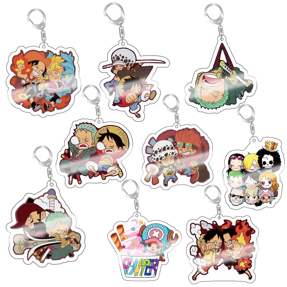 25 Style Anime One Piece Luffy Zoro Sanji Nami Ussop Chopper Franky Brook Law Ace Acrylic Keychain Figure Toys Gifts Pendant