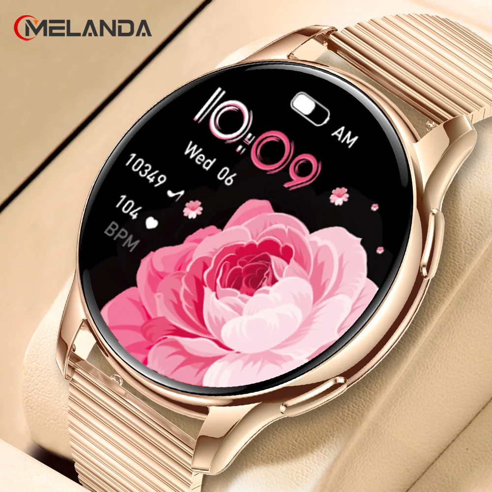 MELANDA AMOLED 스크린 블루투스 통화 스마트 워치, 스포츠 피트니스 건강 모니터링 패션 스마트 워치, 안드로이드 IOS Y11 용, 1.32 인치 