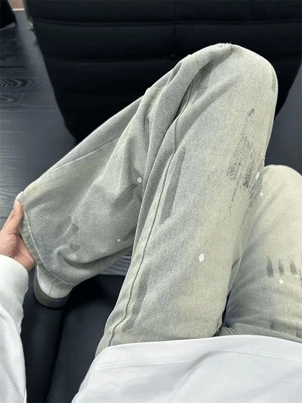 

American Sle fiti Dyed Men's Jeans Straight Leg Casual Cotton Polyester Blend mid Waist Zipper Fly Youth Faion