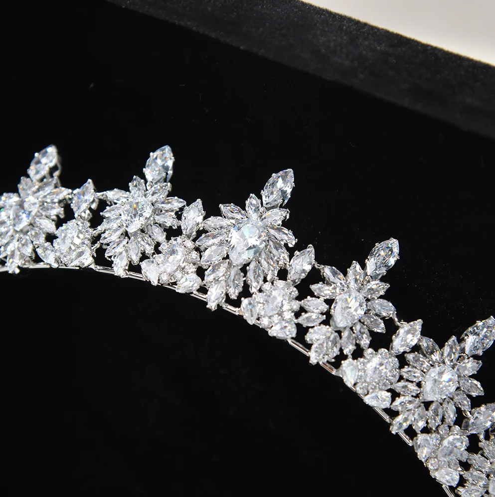 الأميرة الملكة تاج ل خوذة الزفاف زركون الزفاف Headbands تيارا تاج للنساء 15 سنة حفلة موسيقية غطاء الرأس #5