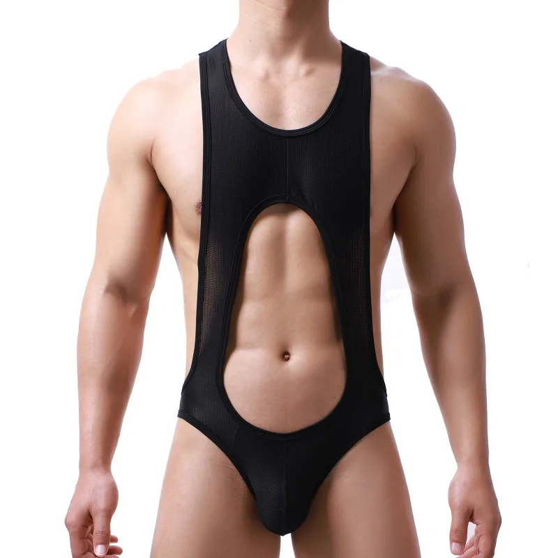 

Young Mens Fine Mesh Back Breathable Trendy Shapewear One Piece Underwear Jumpsuits