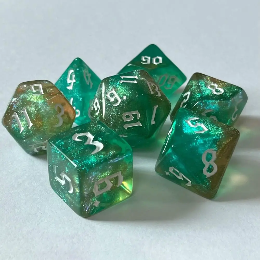 Dados poliédricos acrílicos para jogo de mesa, cores duplas, TRPG DND, D4, D6, D8, D10, D12, D20, 7pcs por conjunto