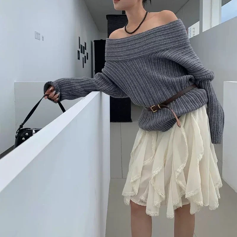 Women's Korean Style Lace Tulle Skirt Fairycore Sweet Elegant Ruffle Skirts Vintage Streetwear Irregular Layered Skirts