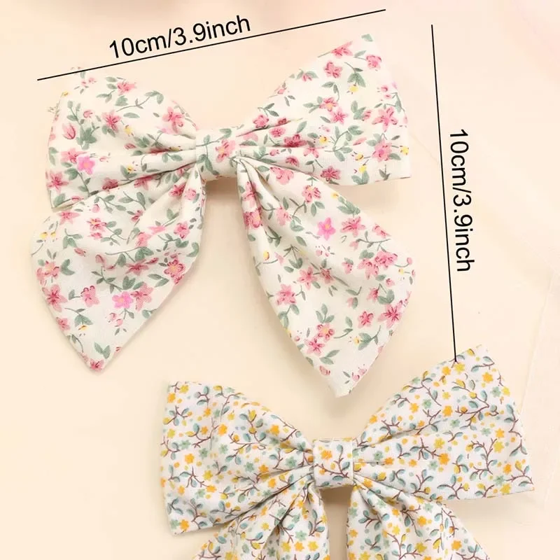 Oaoleer 2Pcs/set New Daisy Flower Hair Bow Clips for Kids Girls Cute Bowknote Hairpin Kids Barrettes Summer Hair Accessories