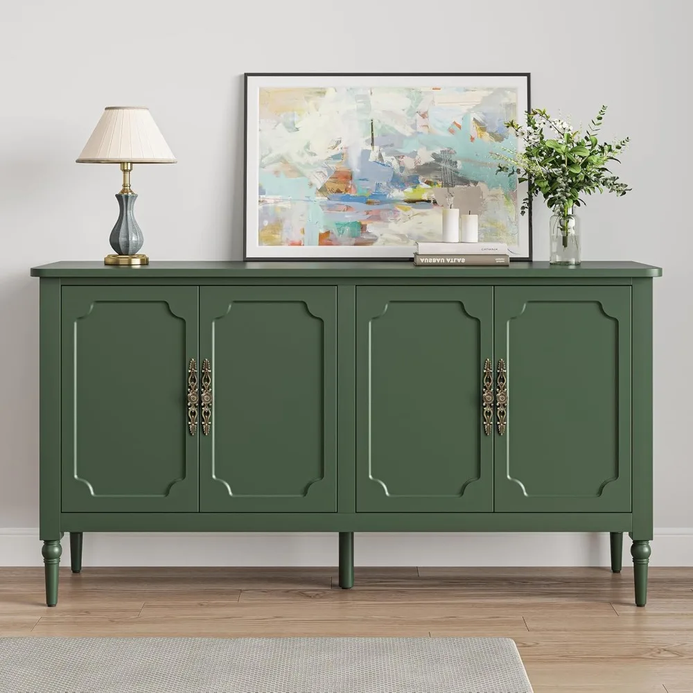 Sideboard Buffet Cabinet with Storage 58'' Mid Century Modern Storage Cabinet with Doors and Adjustable Shelves for Dining Room