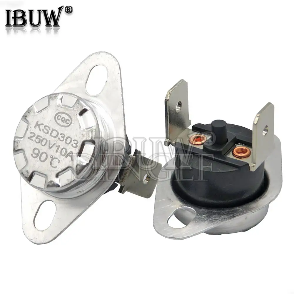 10PCS KSD301 KSD303 10A 45 ~ 150 Degrees Celsius Manual Reset Thermostat Normally Closed Temperature Switch Temperature Control