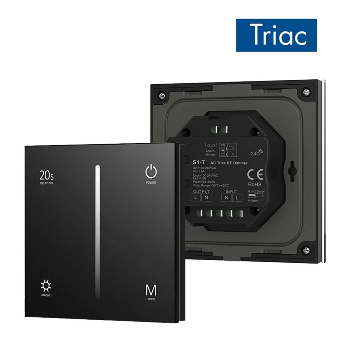 AC Triac Dimmer Ultra Sensitive High Strength Glass Touch 86Panel Fade Mode for AC110V 230V Dimmable LED Lamps Dimming,B