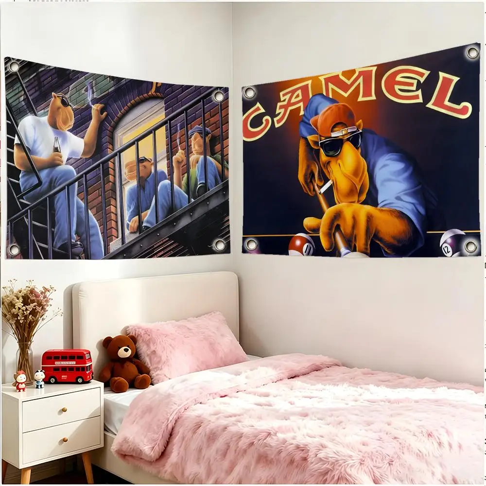 Brand Tobacco Camel Filters Flags Borderless Four Ring Ornament Indoor Outdoor Decoration Quick Hang Install