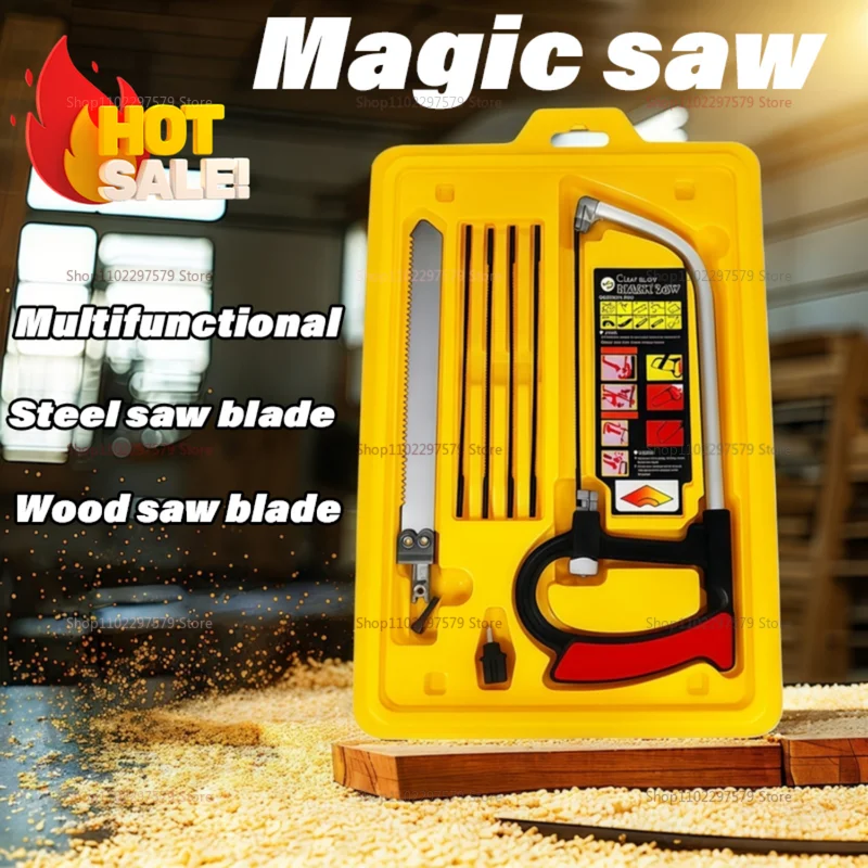 7-in-1 Hand Saw Kit with Steel Hacksaw for Metal Wood Glass Includes 6 Blades Perfect for DIY Woodworking Crafting and Home