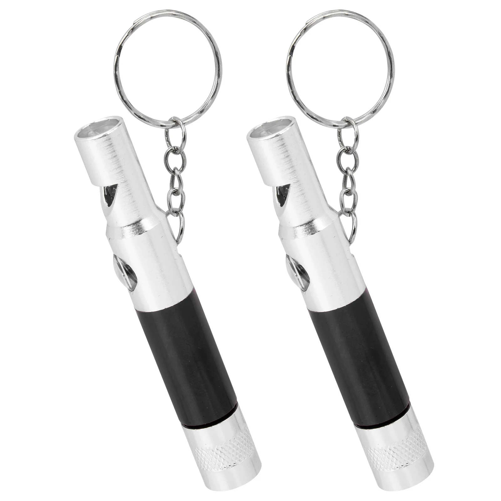 

2pcs Black Compass Whistle Flashlight Keychain for Outdoor Survival Emergency Tools Lightweight Loud Hiking Gadgets