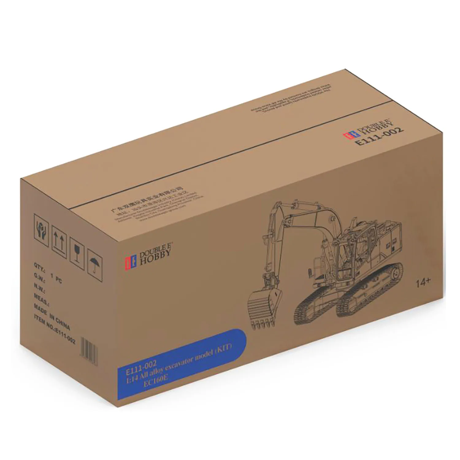 

1/14 Double E EC160E KIT Alloy RC Hydraulic Excavator Wireless Control Diggers Brushless Motor Unassembled Engineering Vehicle