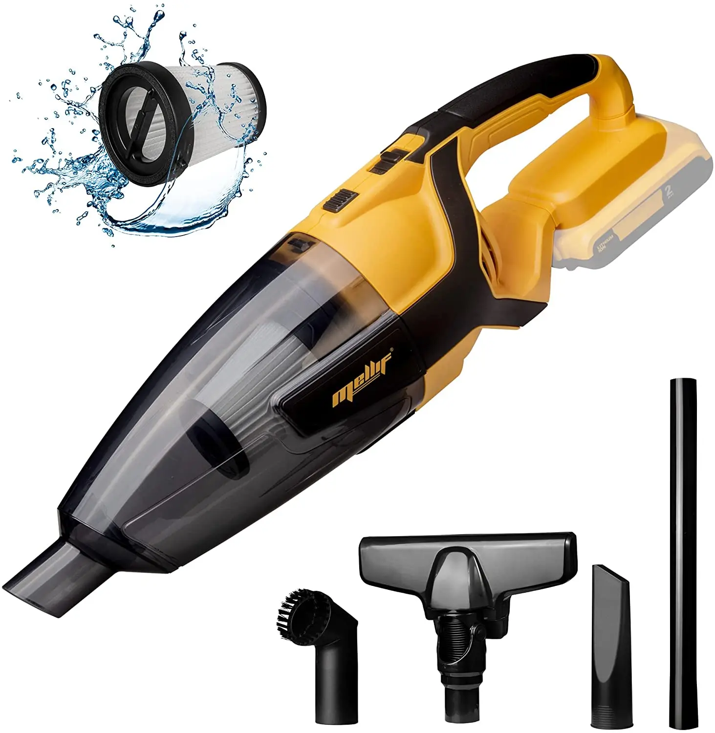 Mellif Penyedot Debu tanpa kabel, penyedot debu genggam untuk DeWalt baterai 18V 20V (tanpa baterai), untuk lantai kayu keras, bulu hewan peliharaan, mobil