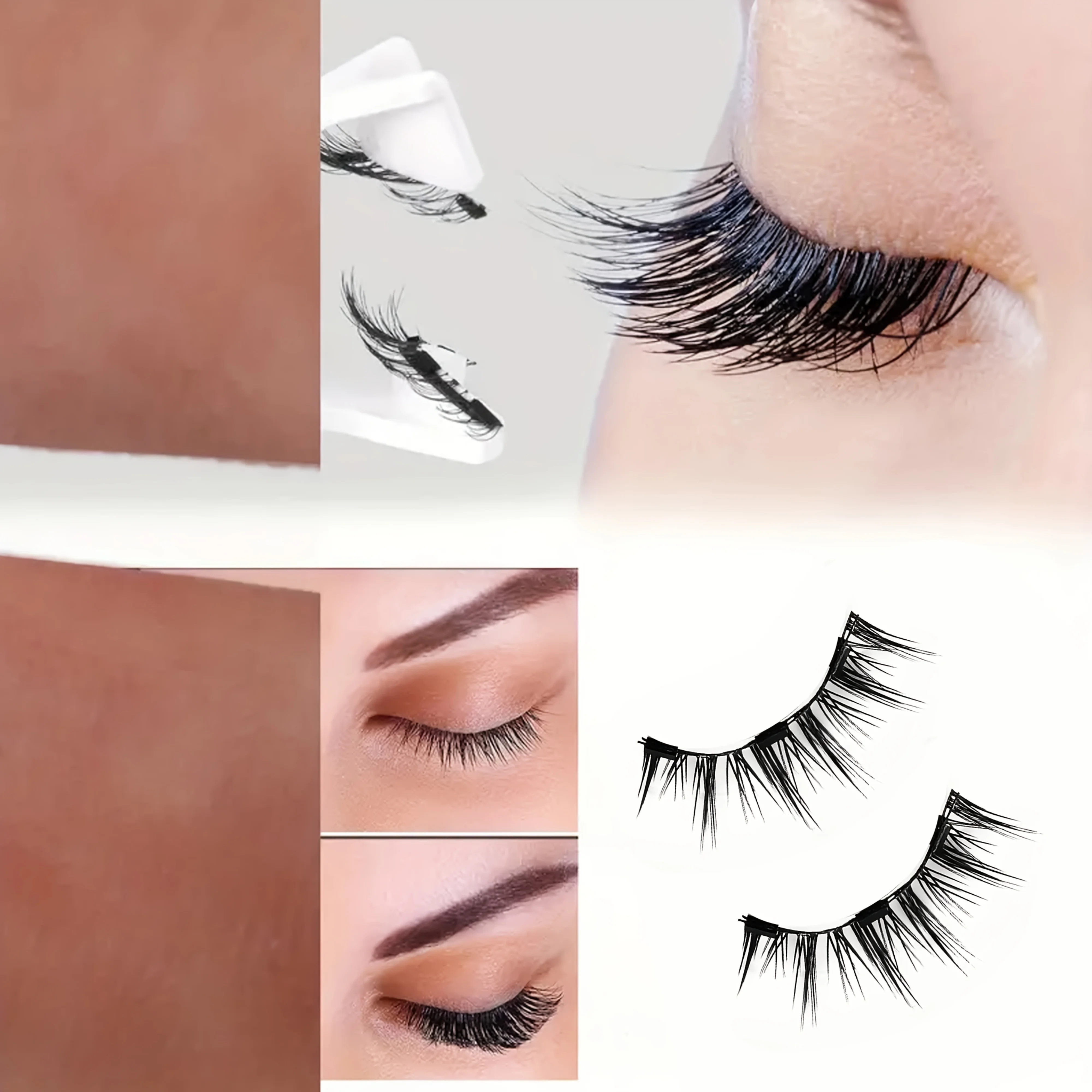 مجموعة رموش مغناطيسية ثلاثية الأبعاد - رموش إضاءة ريش قابلة لإعادة الاستخدام 6-12 مم D Curl | هيبوالرجينيك مناسب للمبتدئين ليلاً ونهارًا من جلام الطبيعي #3