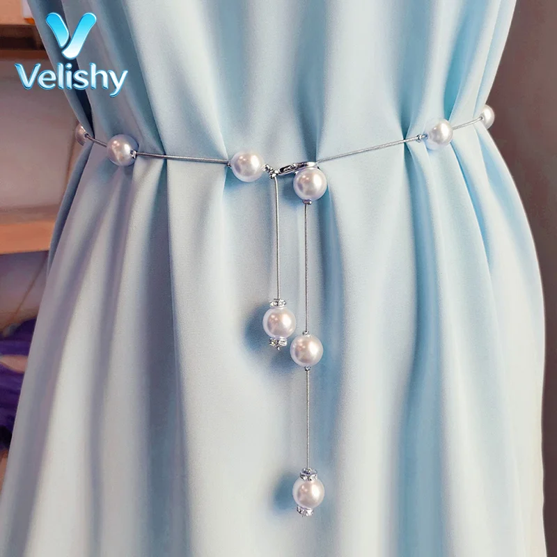 Elegant Pearl Thin Chain Belt For Women, Simple Adjustable Metal  Waistband, Decorative Jewelry Belt For Dresses