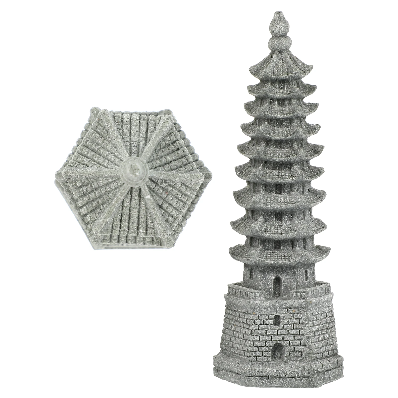 

2pcs Simulated Landscape Wenchang Figurines Rustic Style Micro Plant Sandstone Landscaping Ornament for Home