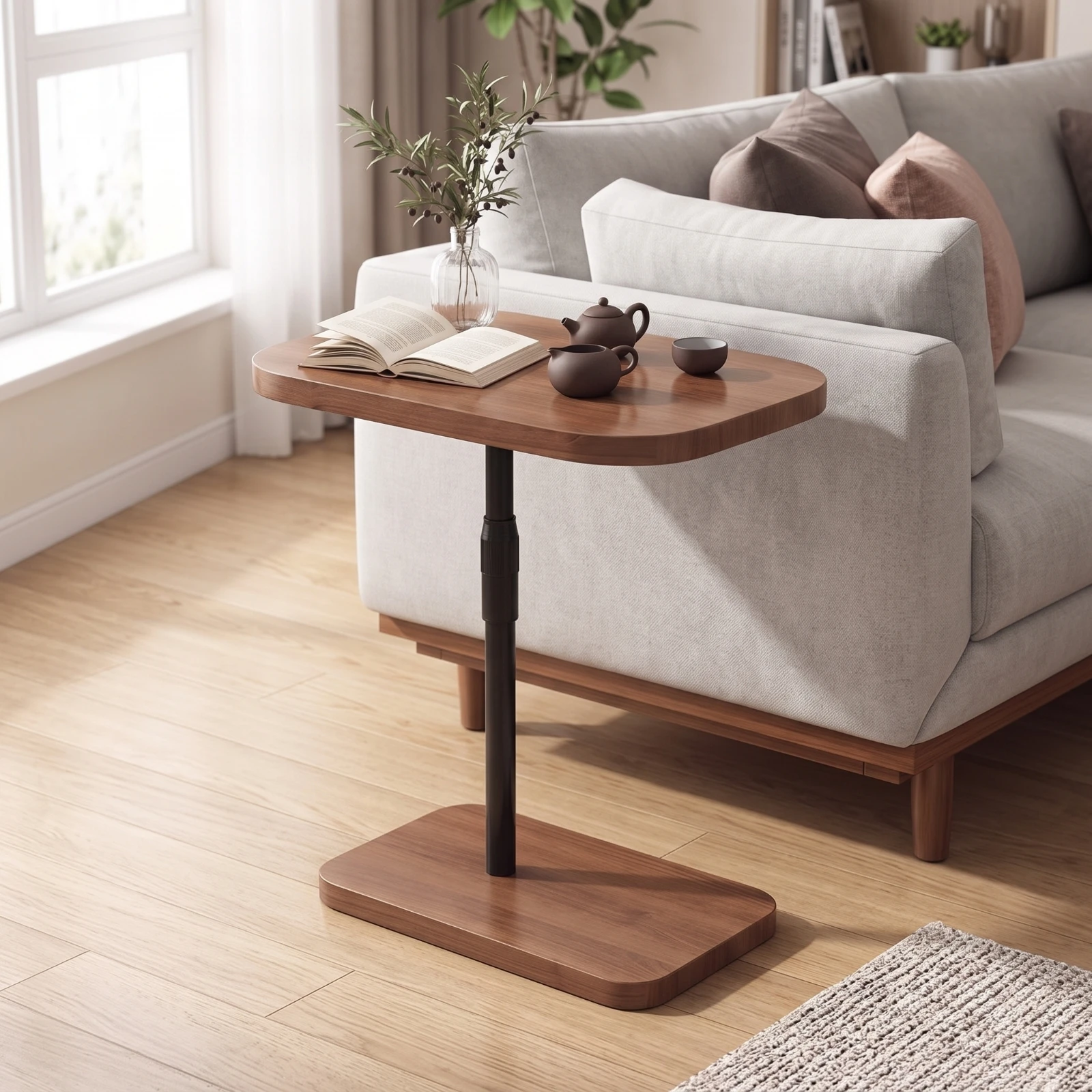 Side Table Adjustable Height End Table Furniture Portable Small for Living Room, Bedroom image 2