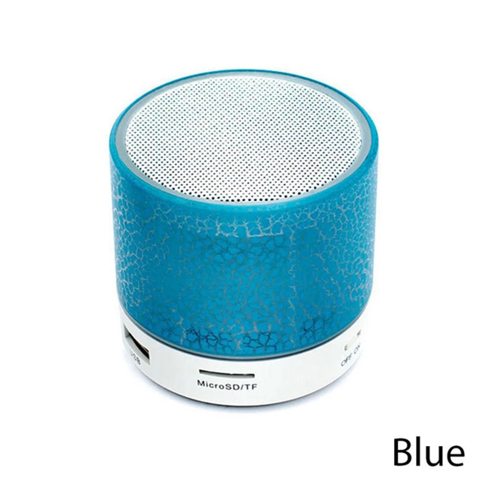 Portable and compact wireless speaker with colorful crackle design  LED lights  and long battery life  enjoy music all day long 