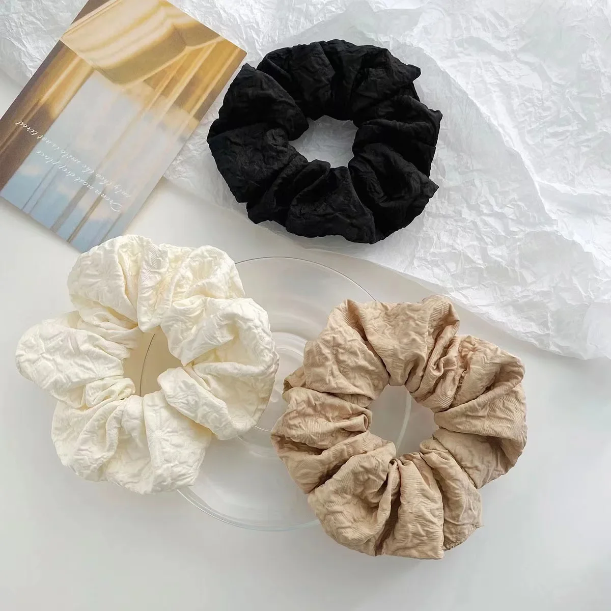 1pcs Korean Women Elastics Hair Scrunchies White Black Coffee Hair Band Ponytail Hair Ties Accesorios