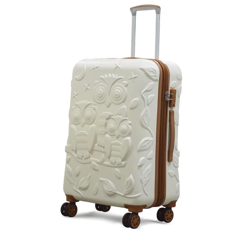 Cartoon 3D owl suitcase 24 inch female trolley box universal wheel can be expanded password male luggage