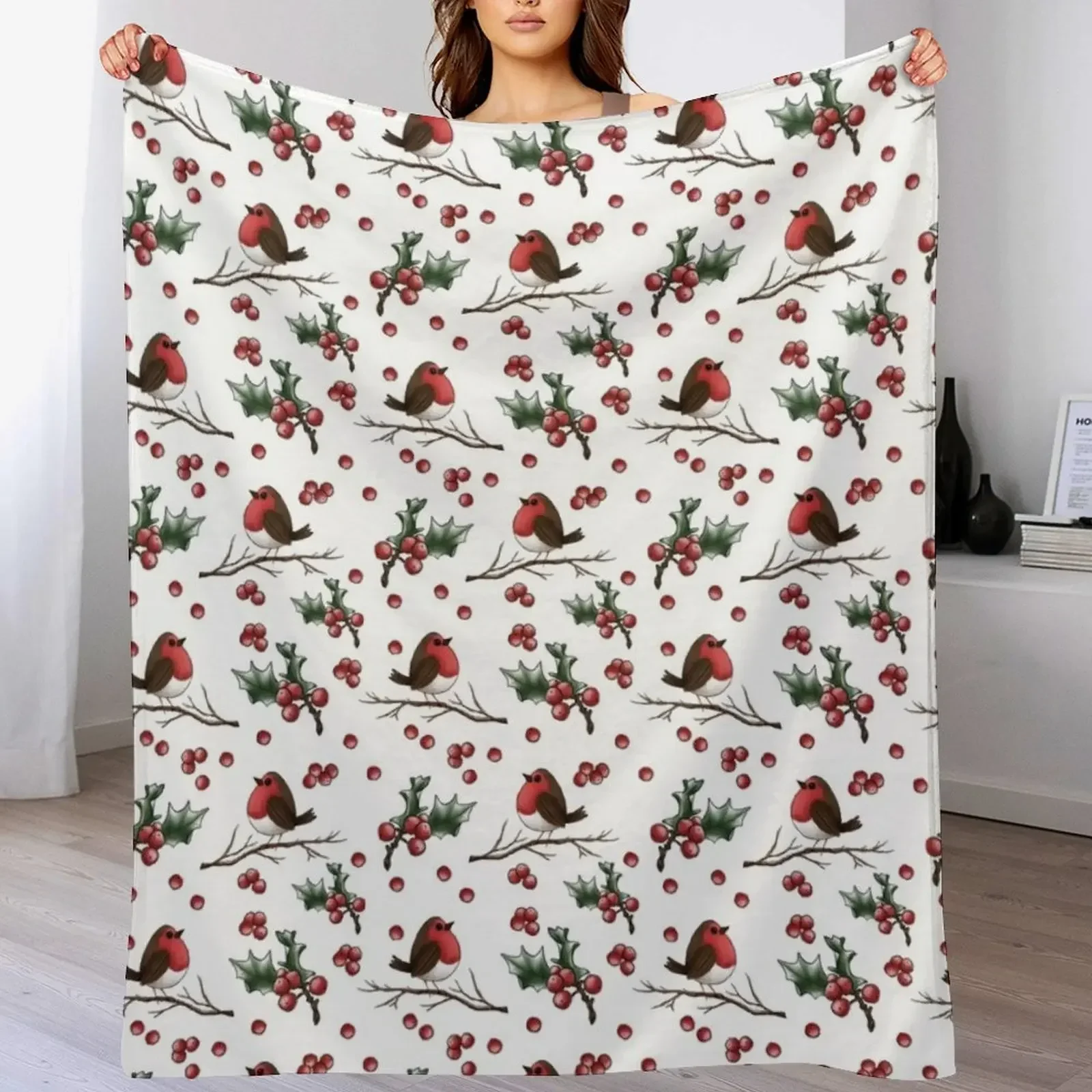 

Red Robin Throw Blanket Blankets Sofas Of Decoration Tourist Picnic Soft Blankets