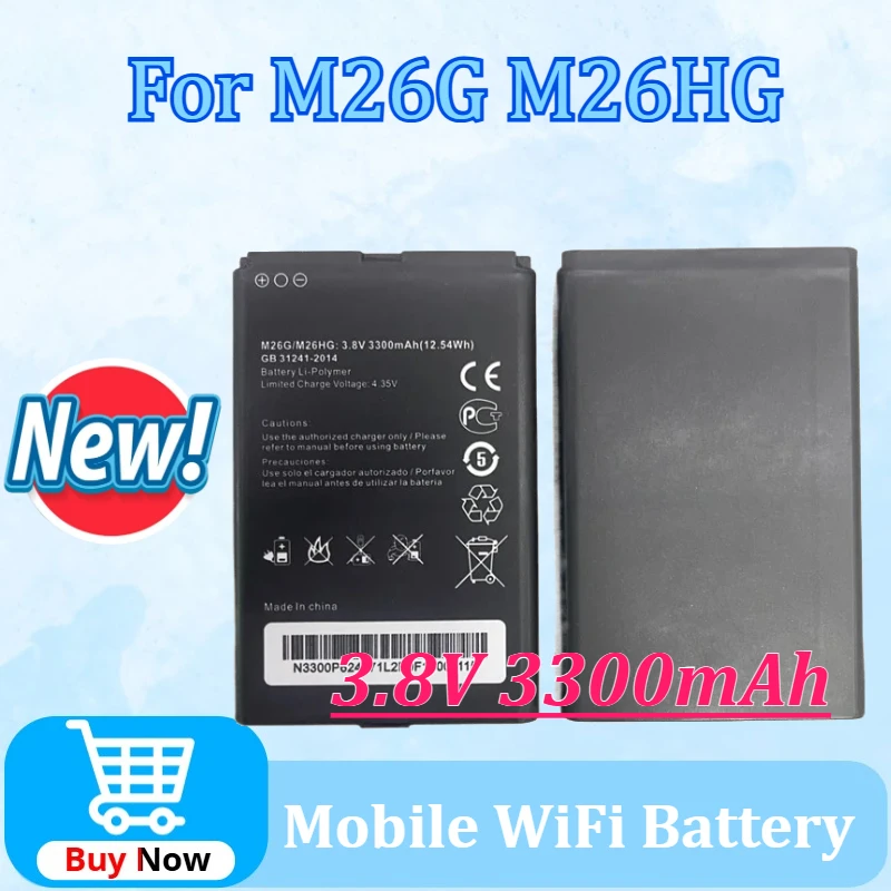 

3.8V 3300mAh M26MG Replacement for M26G M26HG M2 M100-CAT6 M27HG 4G for Router Mobile WiFi Rechargeable Battery